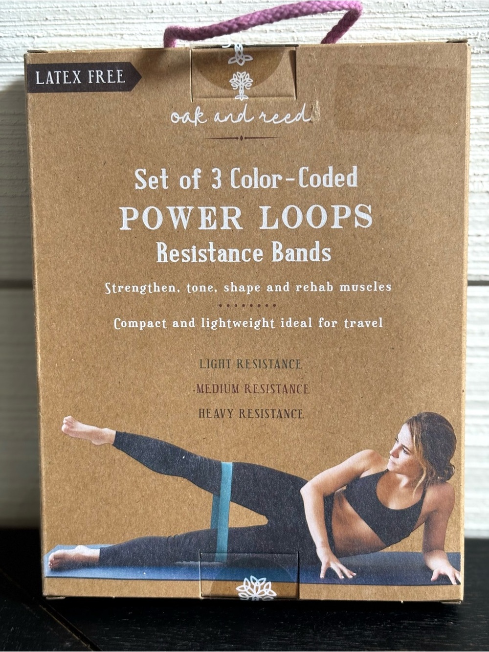 Oak And Reed Set Of 3 Color-Coded Power Loops Resistance Bands New In Box - Picture 3 of 5